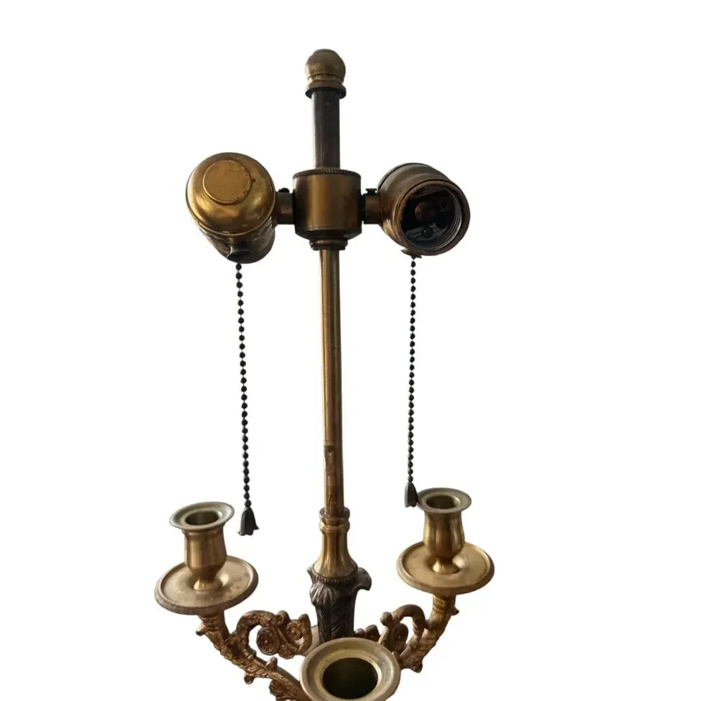 Vintage Heavy Brass Candelabra Table Lamp 3 Arm USA Stiffel Style
